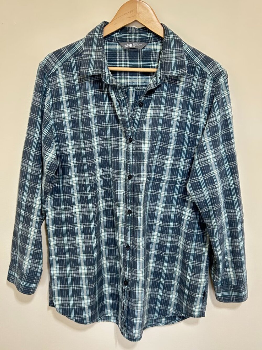 The North Face Plaid Button Down Long Sleeve Shirt Grey Women's Size L